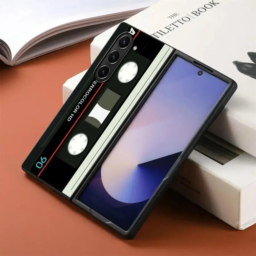 Vintage Tape Camera Back Phone Cover Case for Samsung Galaxy Z Fold 7 6 5 4 3 ZFold6 ZFold7 ZFold4 ZFold3 ZFold5