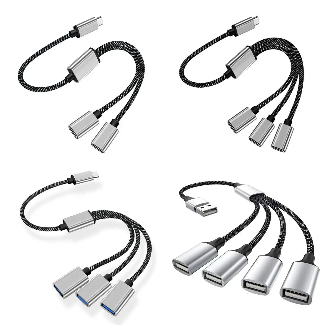USB Type C Hub Extensions 4 Port USB Cable Splitter OTG High Speed Transfer Adapter Portable Converter For PC Laptop Macbook Pro