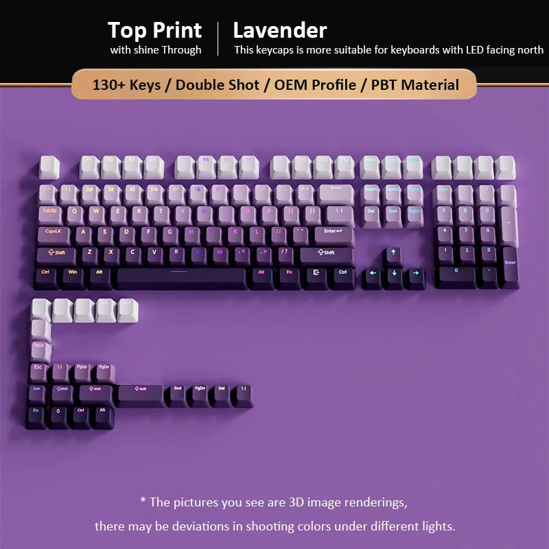 Green Grape Top-lit RGB Backlit Keycaps Double Shot PBT Keycaps 130 Key Cherry Profile for MX Switches Mechanical Gamer Keyboard