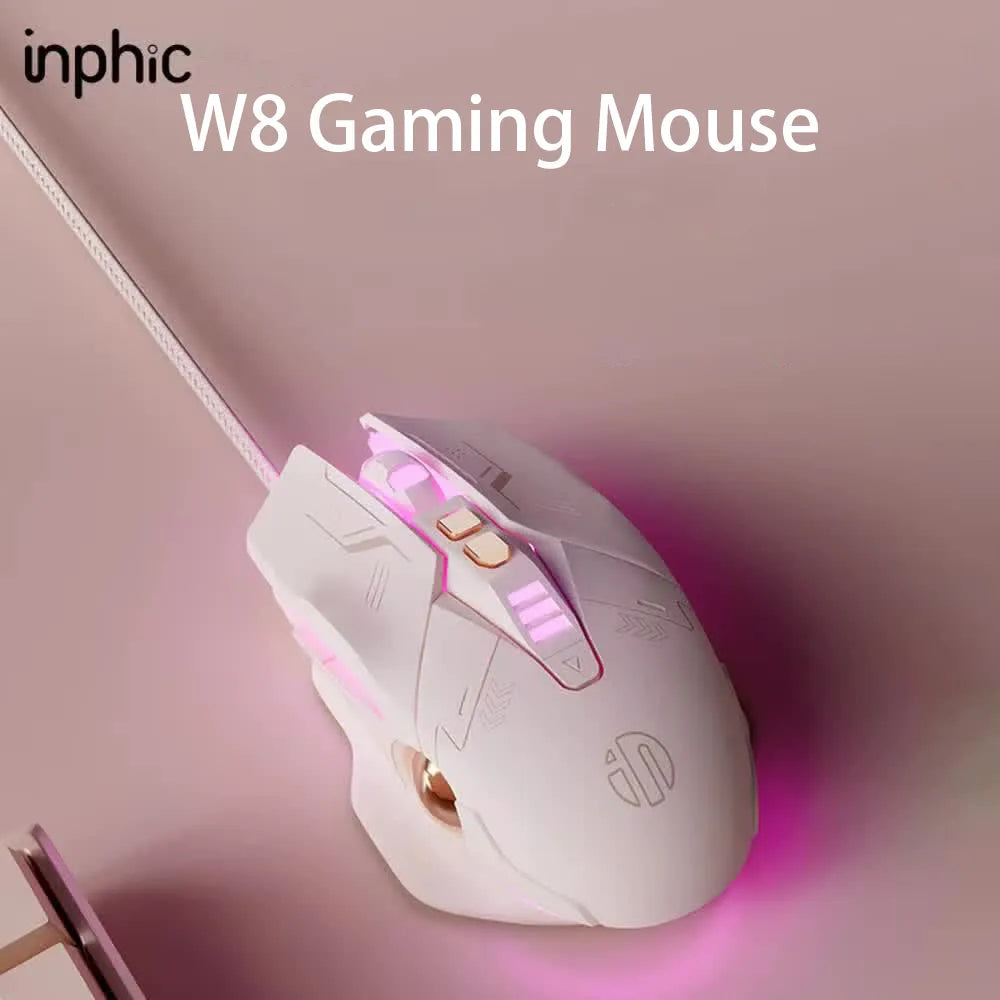 Wired Gaming Mouse Silent RGB Backlit Pink Mice USB Optical Girl Gamer Mouse For Laptop PC Desktop Computer Office Gift