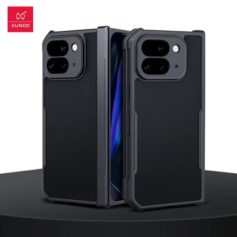 For Google Pixel 9 Pro Fold Case XUNDD Airbags Shockproof Laser Matte PC+TPU Camera Protection Folding Cover With Glass