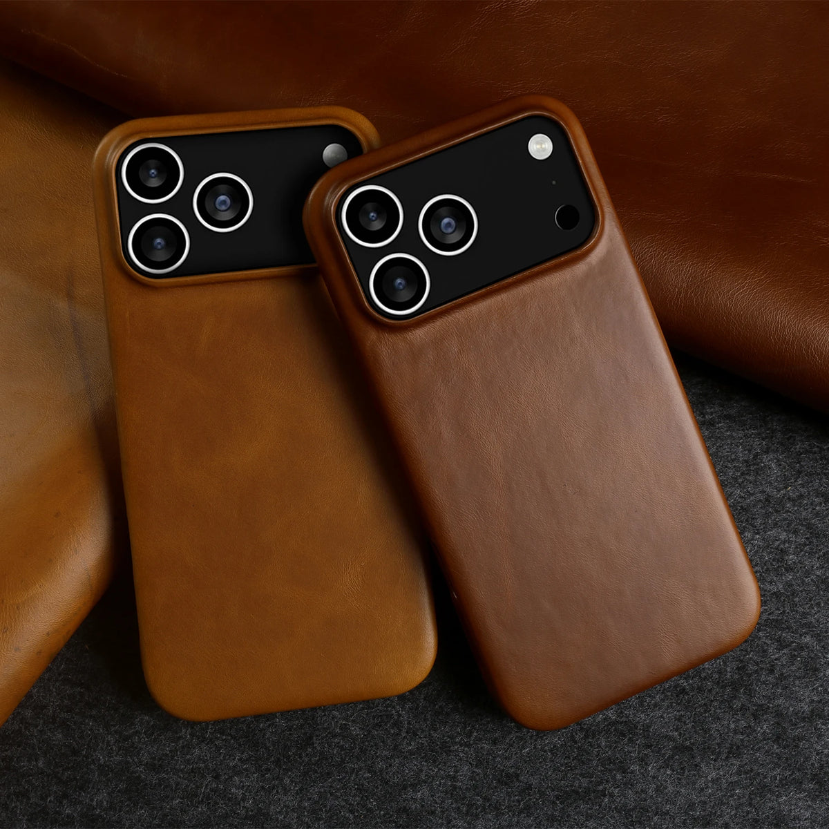 Retro For iPhone 17 Pro Max 16 15 14 13 12 11 Case Luxury Genuine Leather Cases For IPhone16 Vintage Full Covered Phone Cover