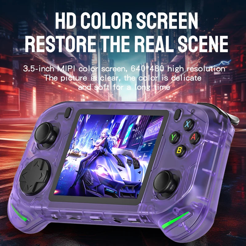 Open Source RX6H Retro Handheld Video Game Console Linux System 3.5 Inch IPS Screen Portable Pocket Video Player 64GB Games