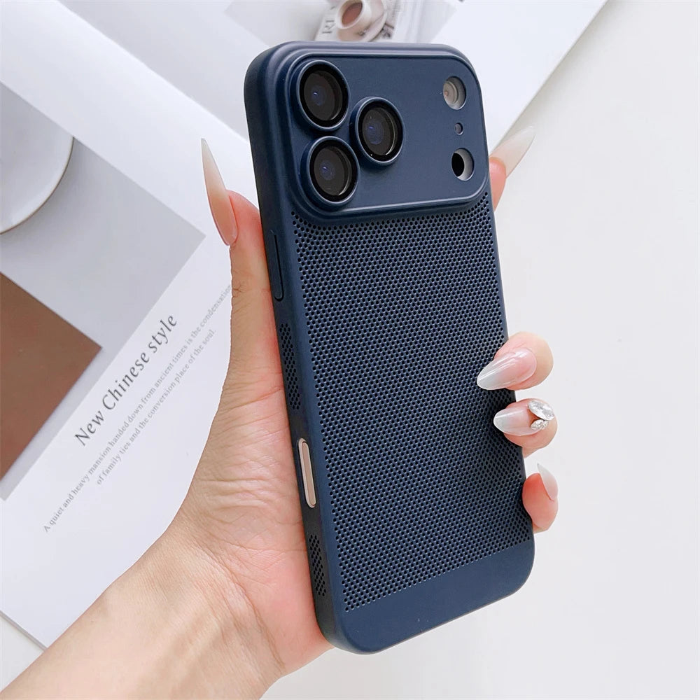 Cooling Phone Case with Full Camera Lens Protection For iPhone 17 Air 16e 16 15 14 Pro Max Plus Shockproof PC Back Cover