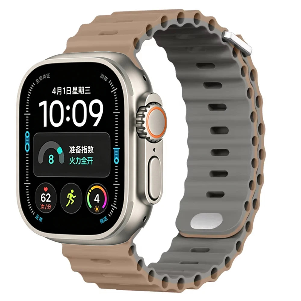 Ocean Silicone strap For Apple Watch Ultra 4 3 2 1 Band 49mm 12 11 10 9 8 7 46mm 45mm 41mm band iWatch 6 5 4 SE3 44mm 40mm 42mm