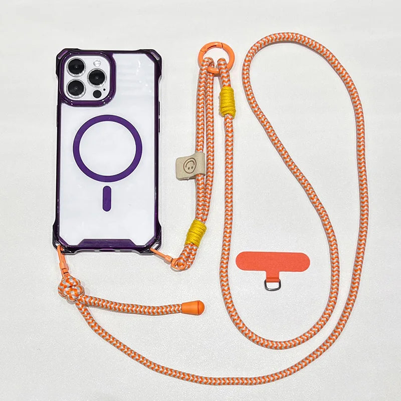 Crossbody Lanyard For Magsafe Magnetic Wireless Charge Case For iPhone 17 16 15 14 13 12 11 Pro Max Shockproof Clear Cover Funda