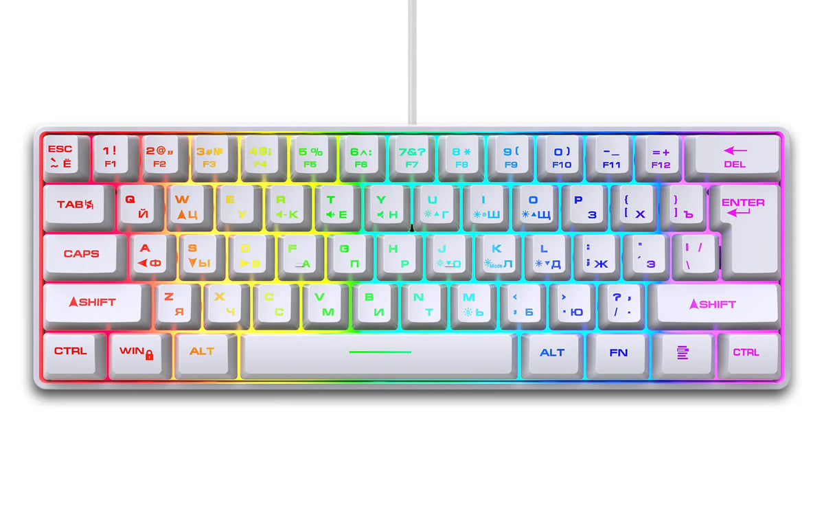 Russian Keyboard English RGB Lighting 61 Keys 60% Layout Gaming Keyboard ISO USB Wired Full Key No Impact K401 For Game Office