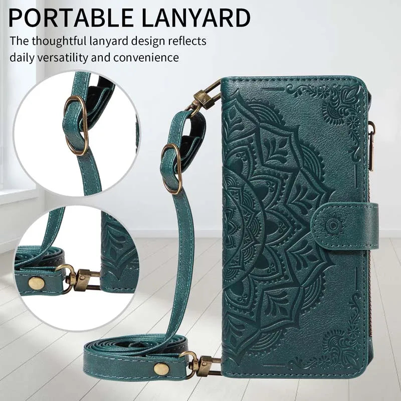 Leather Case For Samsung Galaxy S25 FE S26 Ultra S7 Edge S8 S9 Plus S10 Lite Note 10 8 Flip Wallet Zipper 9 Card Phone Cover