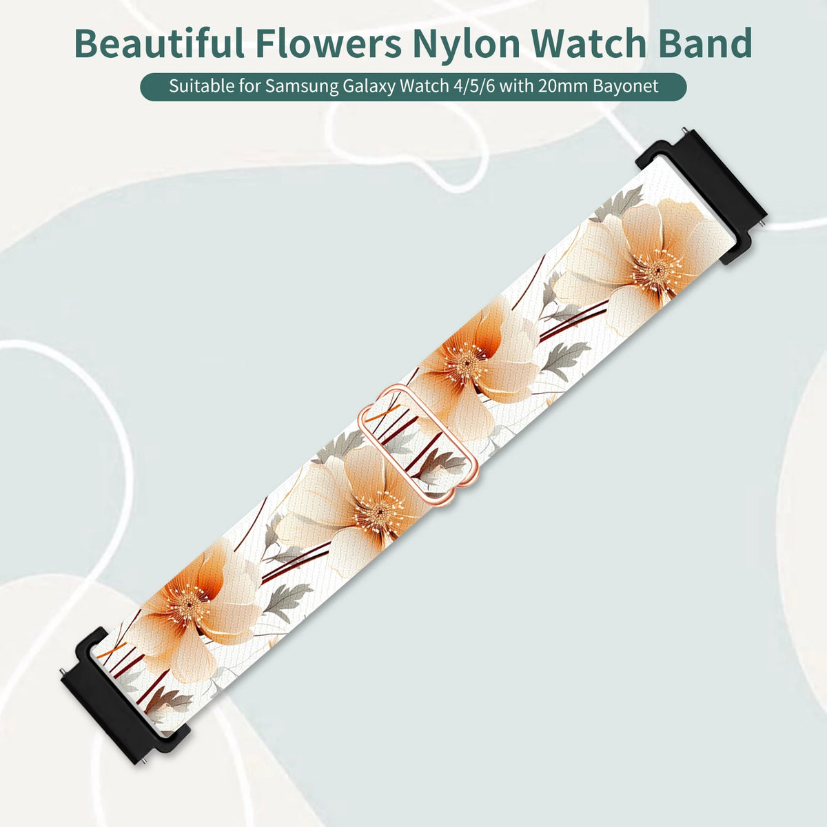 1 Pack Man Woman 20mm Printed Watch Stretchy Loop Band For Galaxy Watch 7 6 5 4 3 FE 40mm 41mm 42mm 44mm 45mm 46mm