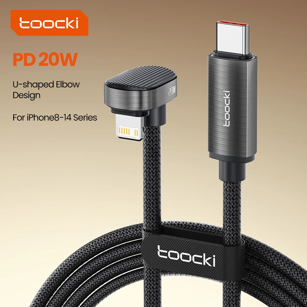 Toocki 180 degree USB C to Lightning Cable for iPhone 14 13 12 Pro Max PD 20W Fast Charging Lightning Cable 90 Degree Gaming