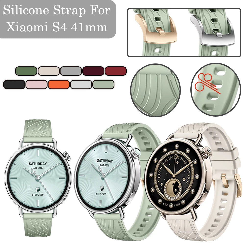 18mm Band for Xiaomi S4 41mm Sport Breathable Adjustable Band for Xiaomi S4 41mm Men Women Rubber Accessroeis Watch Strap
