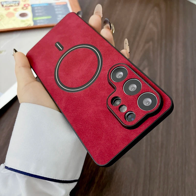Vintage Leather Magnetic For Magsafe Case For Samsung Galaxy S26 S25 S24 S23 S22 Ultra Plus FE S25ultra S24Ultra S26Ultra Cover