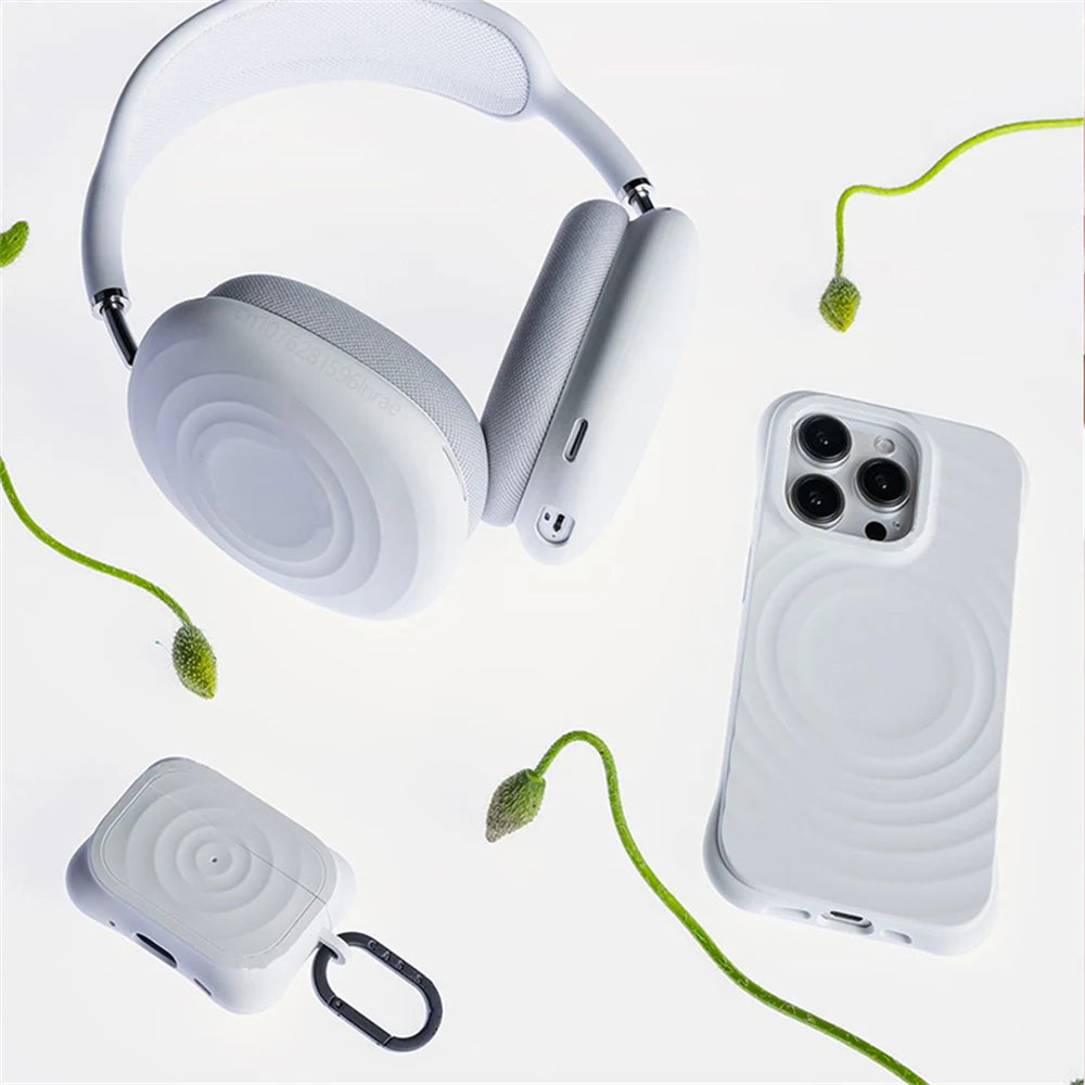 Ripple Liquid Silicone Case For AirPods Pro 3 2 AirPods4 Multi Color Wireless Bluetooth Earbuds Simple Protective Cover