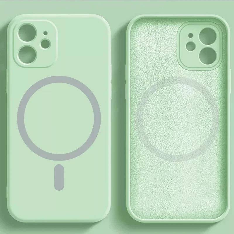 For Apple Magnetism Cover Original Liquid Silicone Magsafe Case Iphone 14 13 12 Mini 11 Pro Max X Xs Xr 7 8 Plus Se 202 Flocking