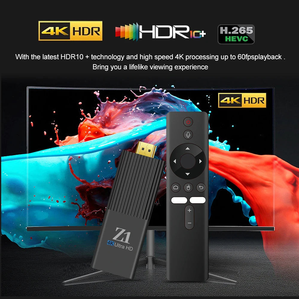 Android TV Stick Allwinner H313 Z1 Stick HD 4K 2.4G 5G Dual WiFi Quad Core BT5.0 HDR10 Android 15.0 iptv Media Player