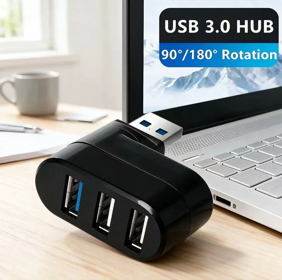 3 Port USB 3.0 Hub 180° Rotatable USB Splitter USB Extender for Laptop Car iMac MacBook Air MacBook Pro Other Electronic Devices