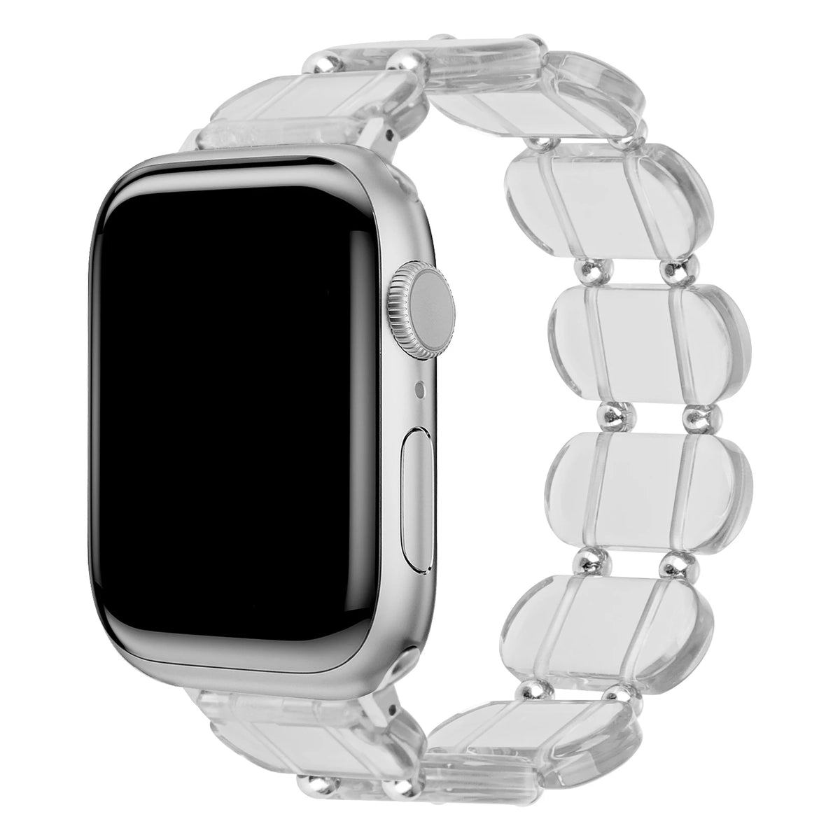 Resin Band for Apple Watch Strap 44mm 40mm 45mm 49mm 46mm 42mm 41mm Elastic Ring Strap Metal Bead for iWatch 11 10 9 8 7 6 5 SE