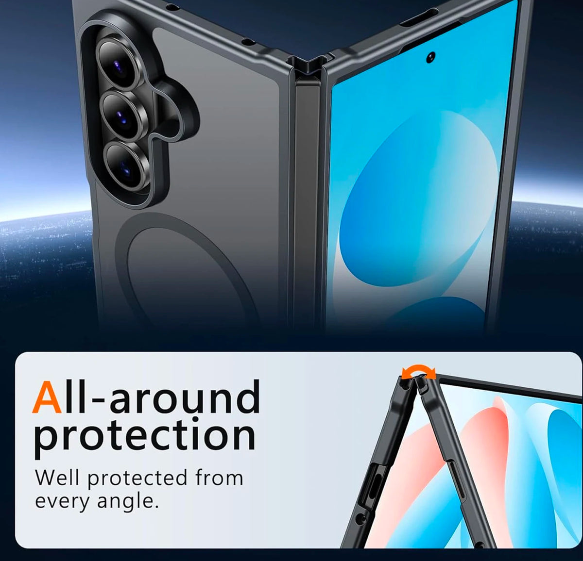 UYUXIO Magnetic Mobile Phone Case for Samsung Galaxy Z Fold 7 Wireless Charging Cases Translucent Slim Rugged Cover with Magnet