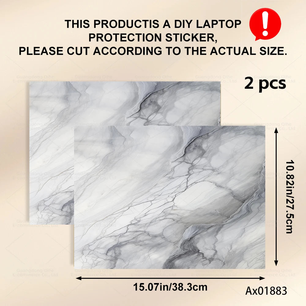 2 Pcs Light Grey Marble Laptop Skin Full Cover Decal for MacBook Laptops Waterproof PC Keyboard Skin Ornamental Decor