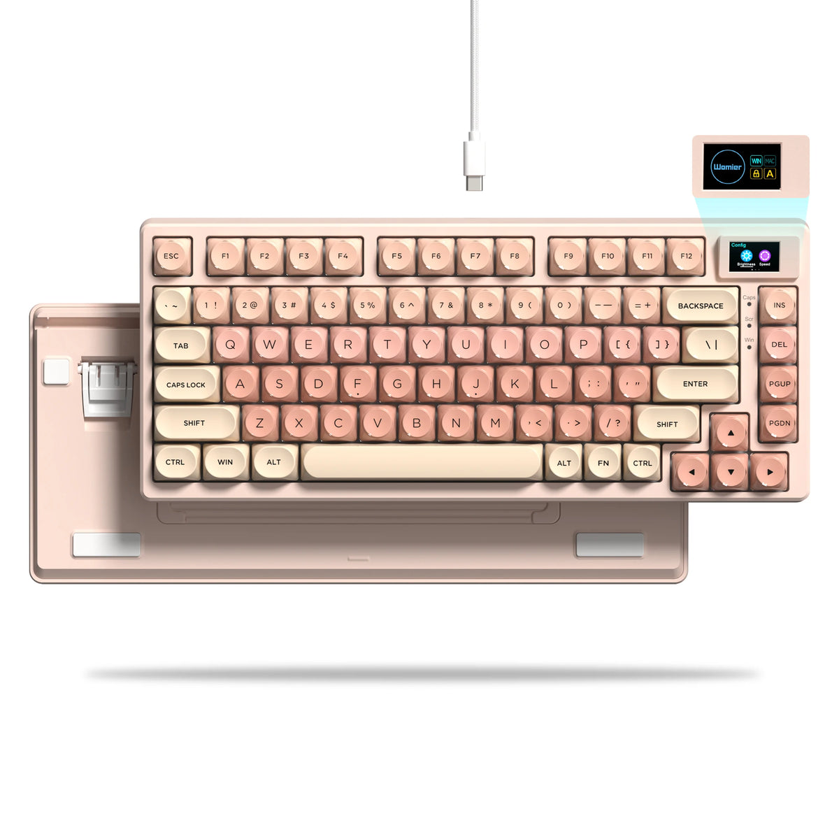 Womier SK80 Gasket Mounted Mechanical Keyboard 81 Key Gamer Keyboard 75% Hot Swap RGB Gaming Keyboard with Smart Display for PC