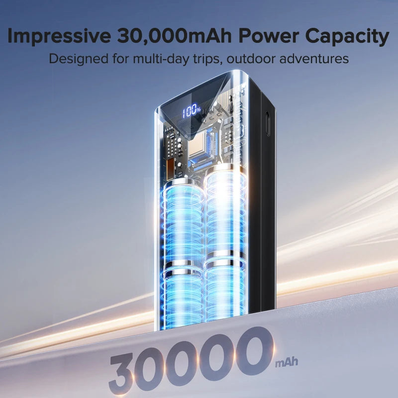 QOOVI 20000mah Power Bank 22.5W Fast Charging Built-in Cable External Large Battery Portable Charger For iPhone Samsung Xiaomi