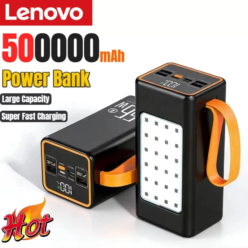 Lenovo 50000mAh Large Capacity Power Bank 30000mAh Portable USB C Fast Charging External Spare Battery For IPhone Huawei Samsung