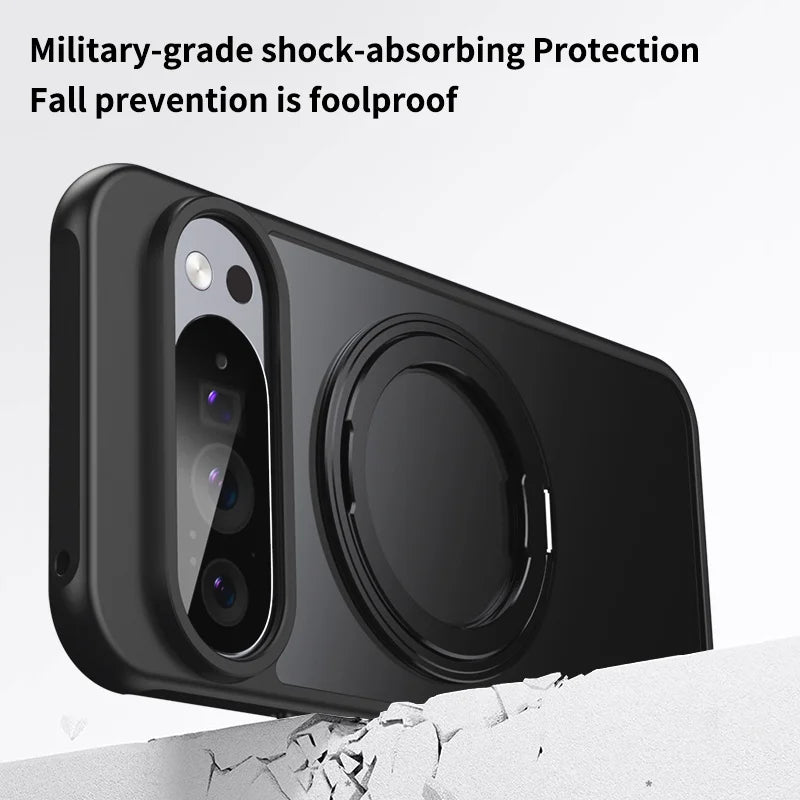 Transparent Phone Case for Google Pixel 10 Pro XL 9A 8A Protective Case Magnetic Rotate Bracket MagSafe Shock Proof Cover