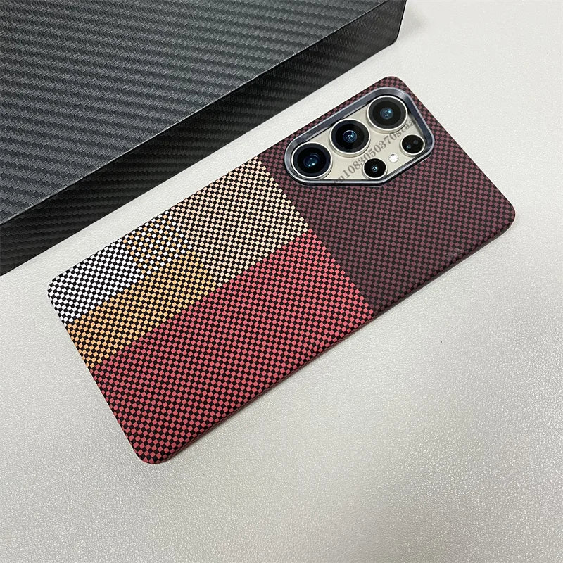 Luxury Carbon Fiber Wireless for Magsafe Case for Samsung Galaxy S26 S25 S23 S24 S22 Ultra Plus Alloy Lens Protection Hard Cover