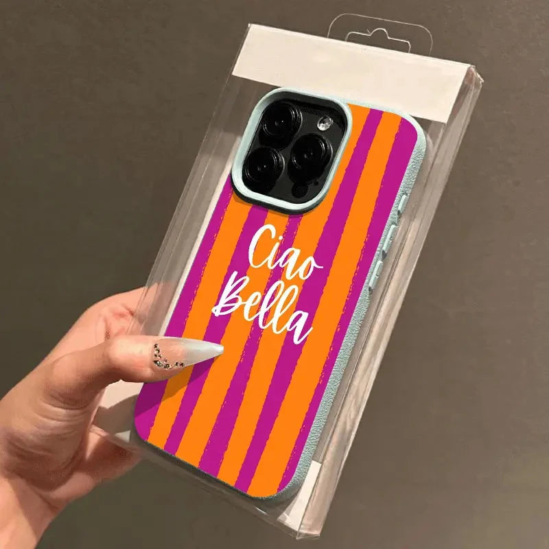 Orange Striped Minimalist Design Case For iPhone 17 16 Pro Max 11 12 13 14 15 Pro 16 15 Plus XS X XR 16e Shockproof Soft Cover