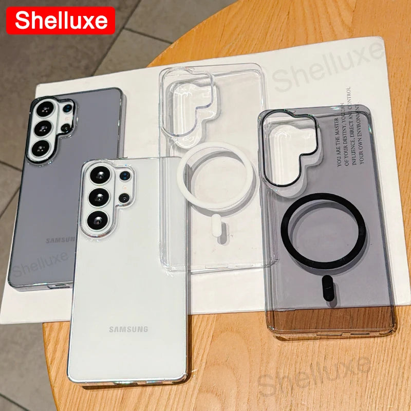 S26 Ultra Case Shelluxe Luxury Magnetic Transparent PC Hard Cover For Samsung Galaxy S26 S25 S24 Ultra S23 Plus S22 FE 5G Cases