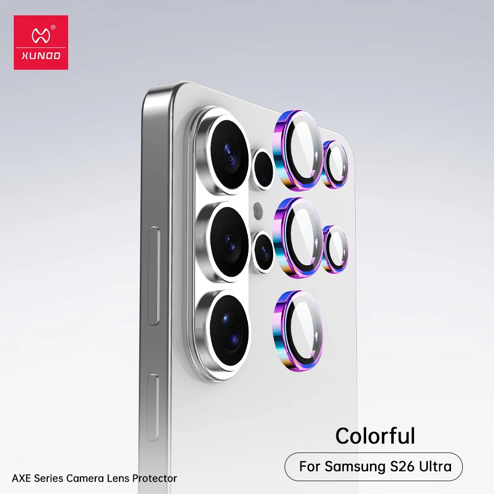 XUNDD Camera Lens Glass Protector For Samsung Galaxy S26 Ultra 9H Tempered Glass Colorful Metal Bezel, Easy Installation
