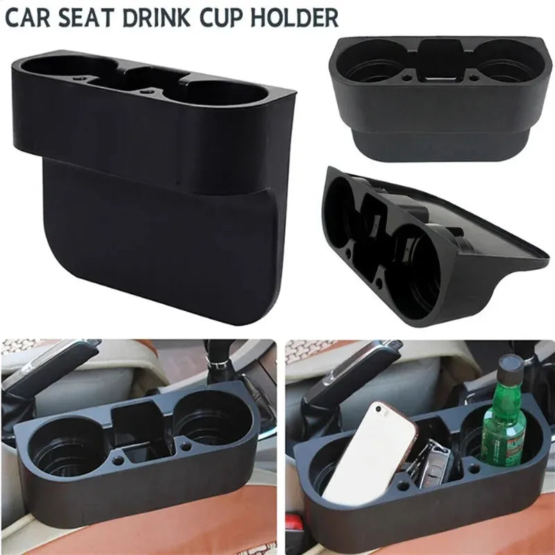 Car Cup Holder Seat Gap Organizer Storage Middle Box Auto Water Double Both Cup Drink Bottle Can Phone Keys Storage Holder Stand