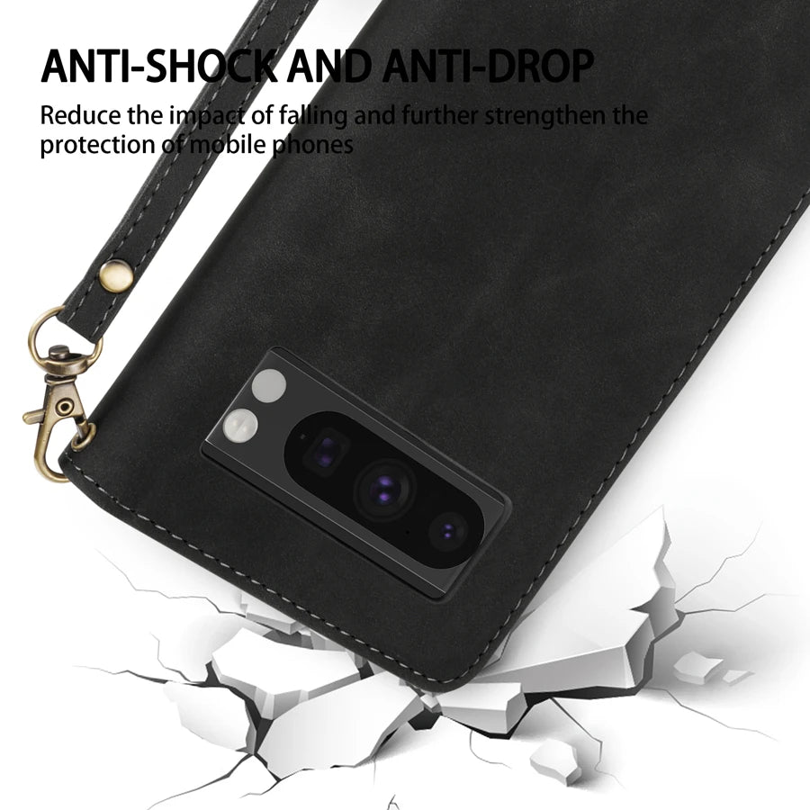 Wallet Multi-card Slot Zipper Magnetic Flip Leather Case For Google Pixel 10 Pro XL 9a 9Pro 8a 8 7Pro 7a 6Pro 6a Cover Shell