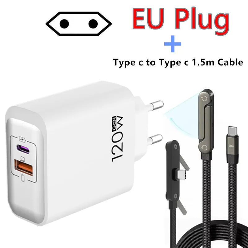 120W GaN USB C QC 3.0 Fast Charger Quick Charging PD Charger EU US UK Wall Power Adapter For iPhone Samsung Xiaomi Huawei iPad