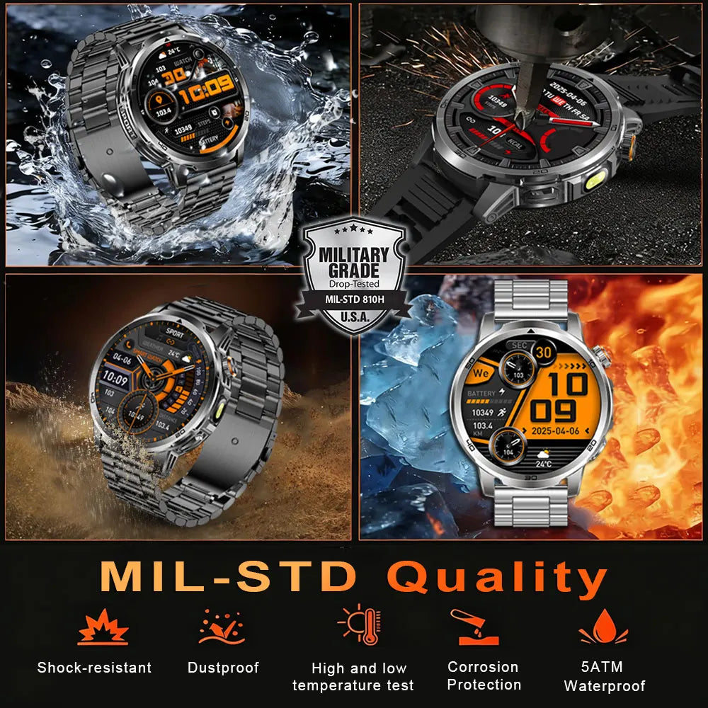 MEVADEN 1.85" Large Screen Outdoor Sports Smart Watch Bluetooth Call LED Flashlight 1000mAh Health Monitor Smartwatch MD60