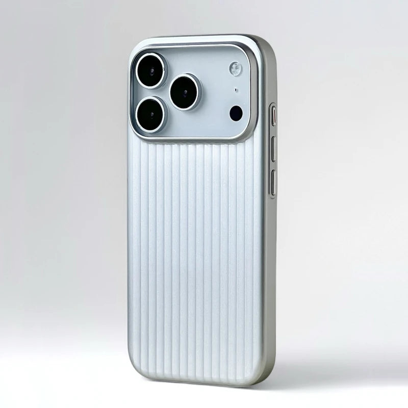 Fashion Plating 3D Luggage Stripes for Magsafe Phone Case for IPhone 17 16 15 14 Pro Max Shockproof Wireless Charge Matte Cover