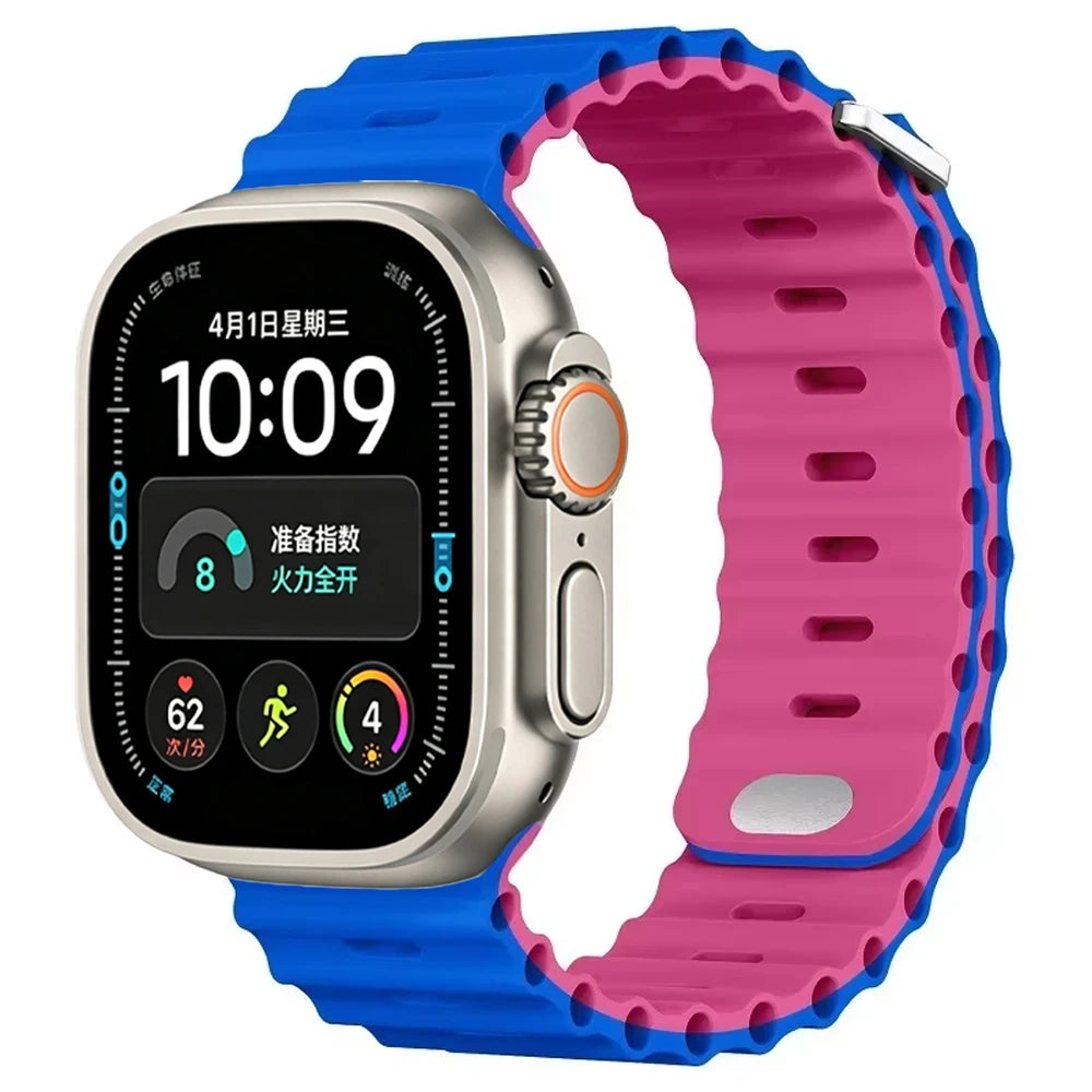 Ocean Silicone strap For Apple Watch Ultra 4 3 2 1 Band 49mm 12 11 10 9 8 7 46mm 45mm 41mm band iWatch 6 5 4 SE3 44mm 40mm 42mm