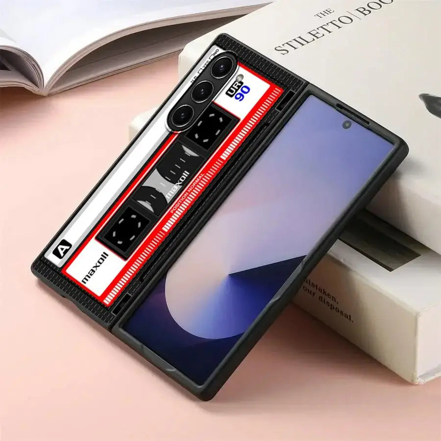 Vintage Tape Camera Back Phone Cover Case for Samsung Galaxy Z Fold 7 6 5 4 3 ZFold6 ZFold7 ZFold4 ZFold3 ZFold5