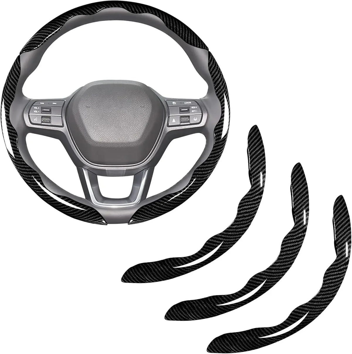 Carbon Fiber Non-slip Protective Cover Segmented Car Steering Wheel Cover Car Styling Accessories 38cm Universal