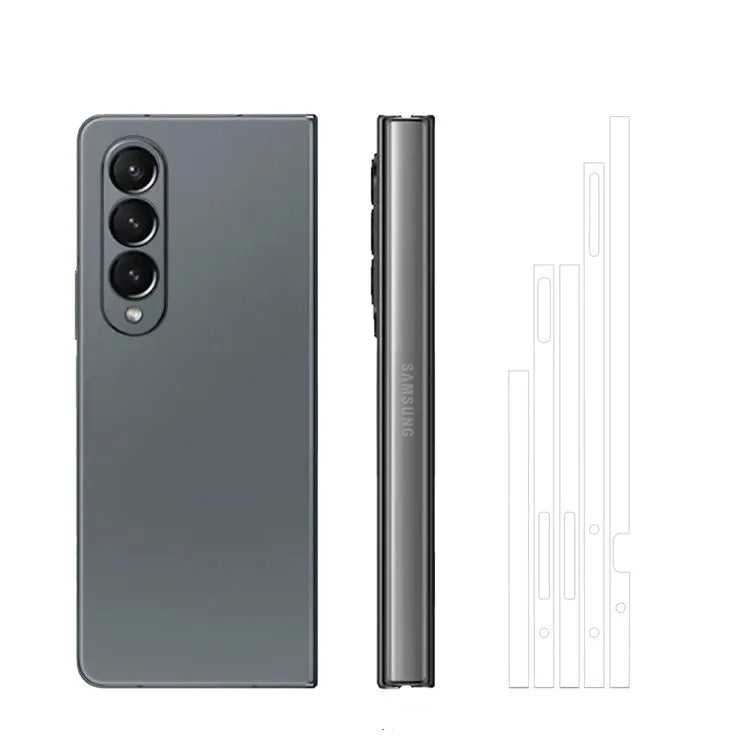 Plain Color Sticker for Samsung Galaxy Z Fold7 6 5 4 3 Back Screen Protector Hing Side Skin 3 in 1 Protective Film Fold4