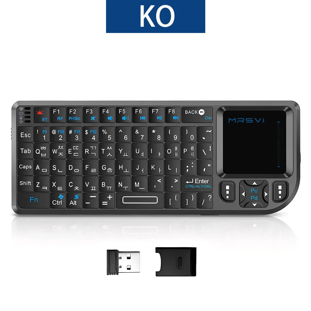 MRSVI Mini Bluetooth Keyboard,Backlit 2.4GHz Korean Wireless Keyboard with Touchpad Android TV Box,Mac,Laptop,Windows