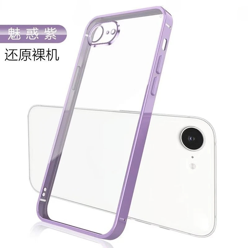 Case For IPhone 17E 16E Simple Transparent Frosted Electroplated Frame Ultra-thin Silicone Cover For 17e 16e Shockproof Funda