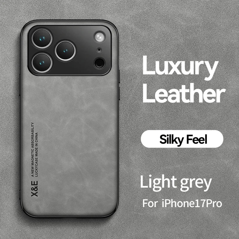 Magnetic Leather Case For iPhone 17 Pro Max Air iPhone17ProMax Air 5G Shockproof Silicone Soft Case Cover