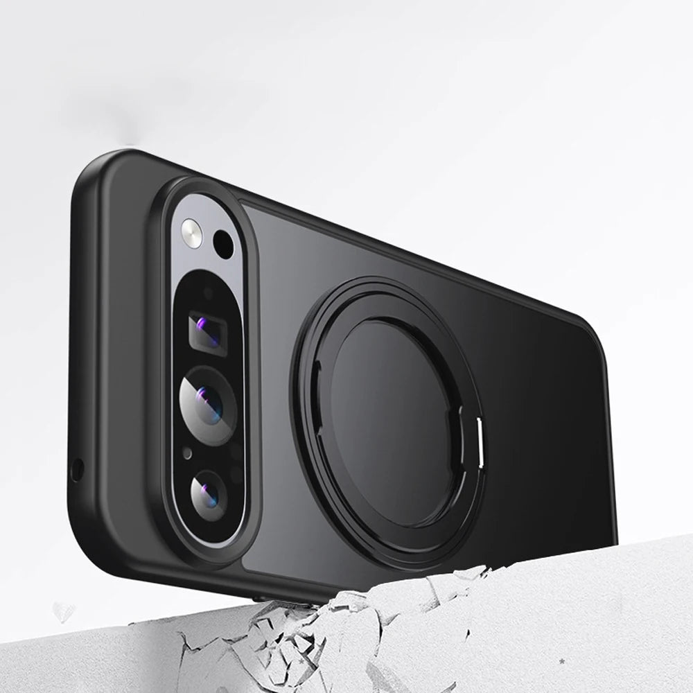 360°Rotating Stand Magnetic Phone Case For Google Pixel 10 9 Pro XL 8 7 Pro 9a 8a 7a Metal Folding Bracket Shockproof Cover