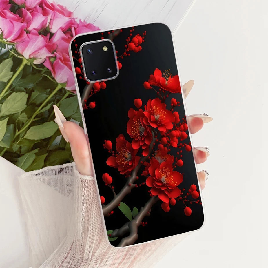 For Samsung Galaxy Note 10 Lite Case SM-N770F Luxury Flowers Painted Cover Soft Silicone Case For Samsung S10 Lite SM-G770F Bags