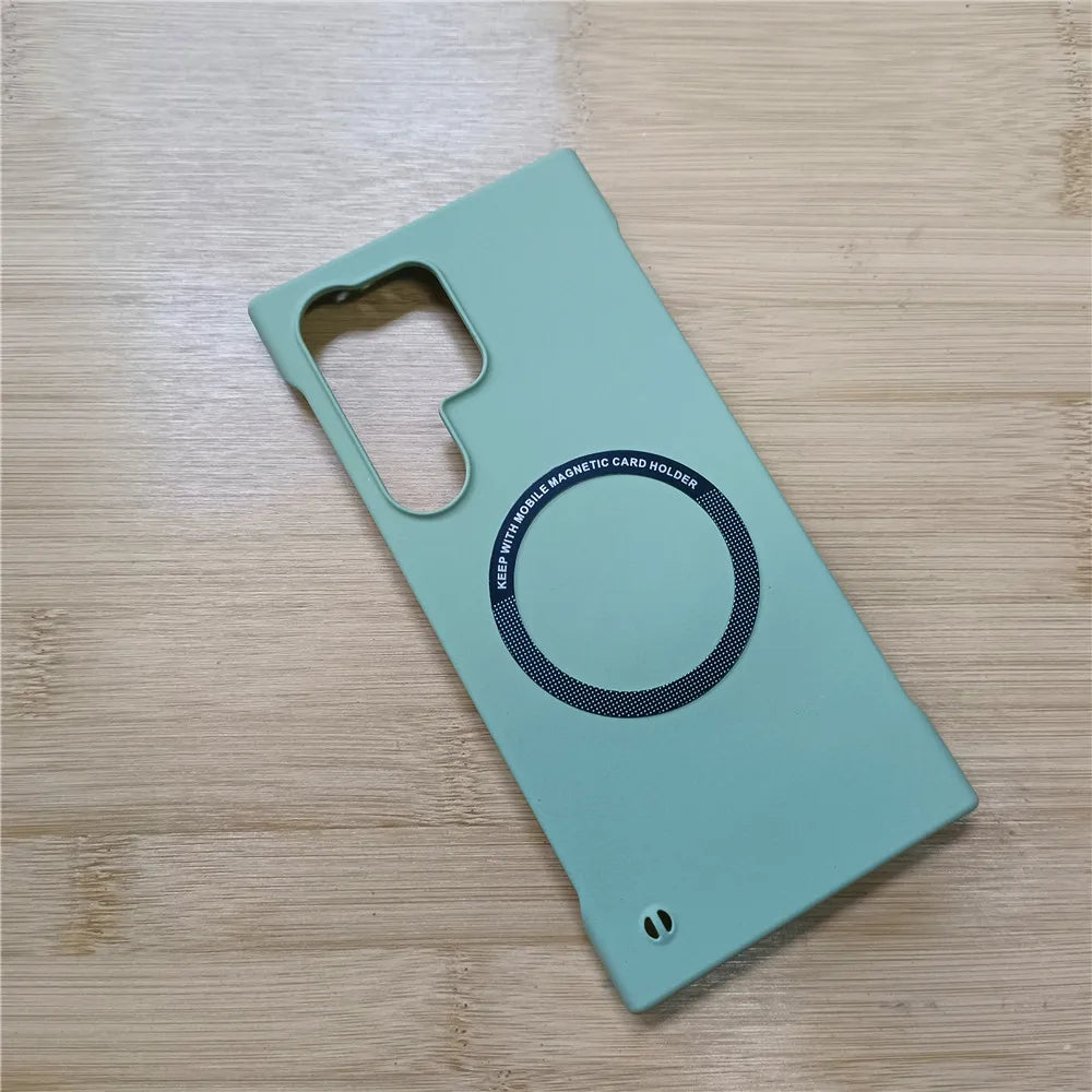 Ultra Thin Frameless Magnetic For Magsafe Samsung S24 S23 S22 S21 S20 FE Note 20 Ultra 10 S10 Plus Case Slim Hard PC Matte Cover