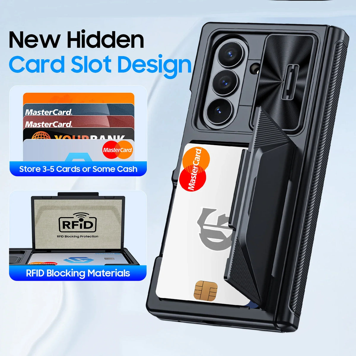Global Carnival Festival,for Galaxy Z Fold 7 Case,RFID Wallet with Cards Holder,Camera Cover,Shockproof Protective Case-Black