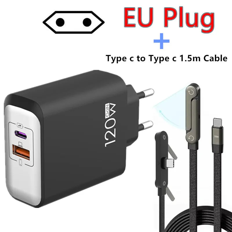 120W GaN USB C QC 3.0 Fast Charger Quick Charging PD Charger EU US UK Wall Power Adapter For iPhone Samsung Xiaomi Huawei iPad