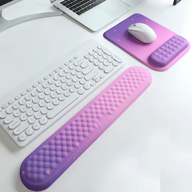 Keyboard Wrist Rest Pad Set Soft Memory Foam Mouse Pad Wrist Support Cushion Pain Relief Ergonomic Computer Mousepad for Office