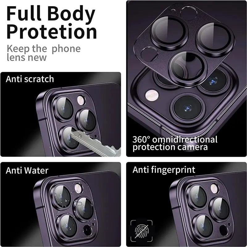 Tempered Glass Metal Camera Lens Protector for Apple iPhone 14 15 16 17 Pro Max Easy Install Camera Lens Protector Case